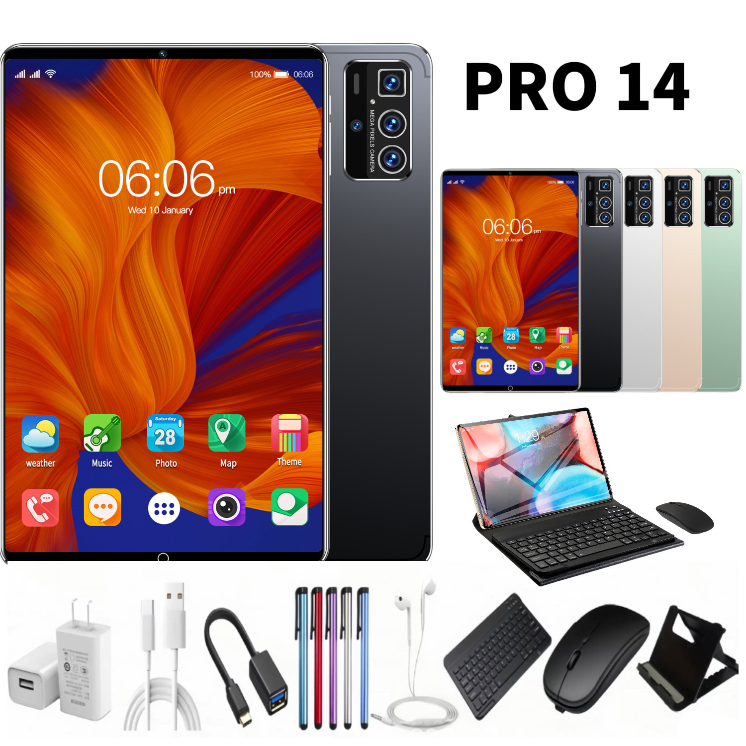 Кросс-бордерный 10-дюймовый планшет Pro14 2-в-1, Android, с возможностью установки карты, Netcom