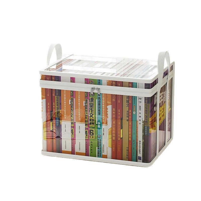 Book Storage Box Classroom Household Old Book Sorting Artifact Student Desktop Dustproof Transparent Foldable Book Box Bag