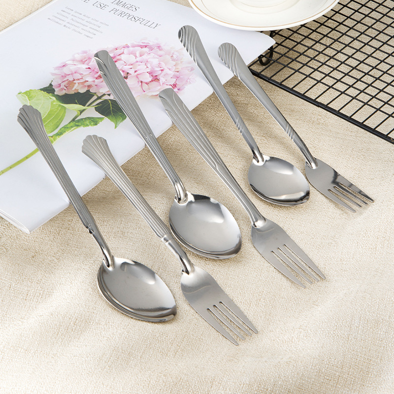 Stainless steel tableware household children's eating spoon spoon fruit fork hotel dessert spoon Fork suit wholesale