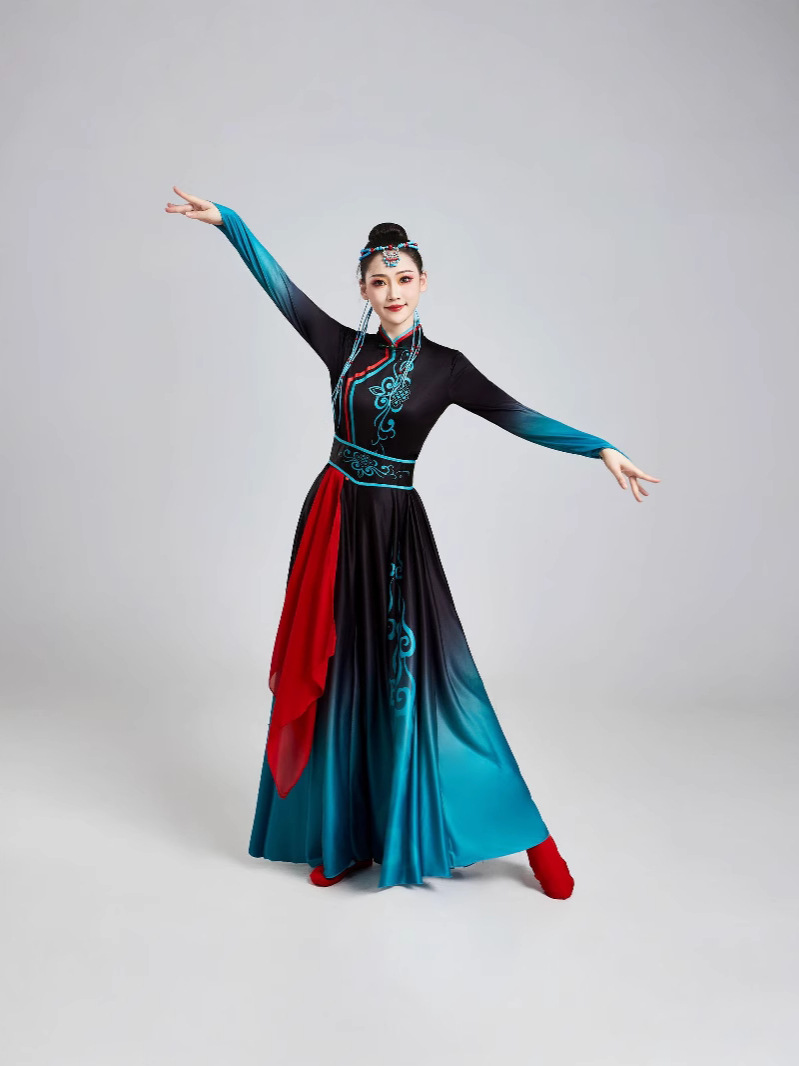 New Mongolian Dance Costume Performance Clothing for Women Modern Ethnic Style Inner Mongolia Grassland Dance Costume Summer Long Style
