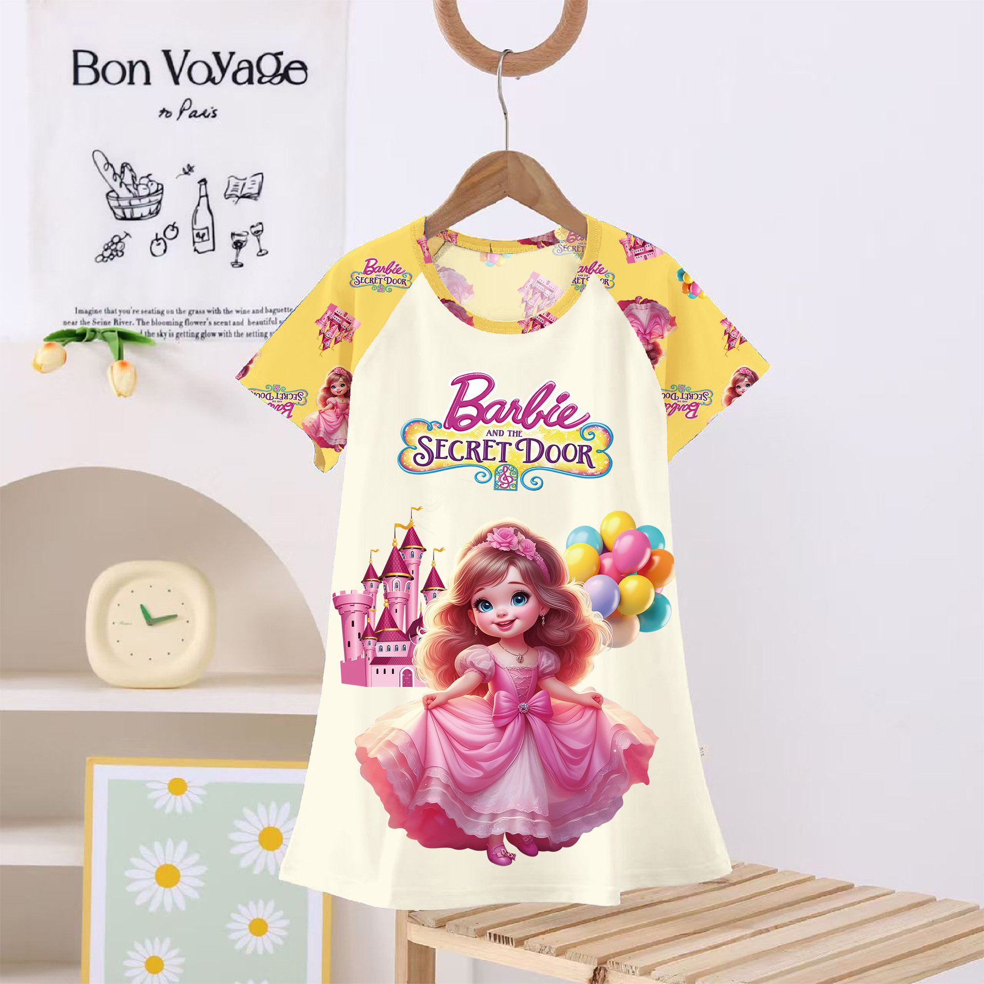 2025 New Children's Pajamas for Girls, Summer Princess-Style Nightgown Dress, Cartoon Ice and Snow Thin Dress for Home Wear