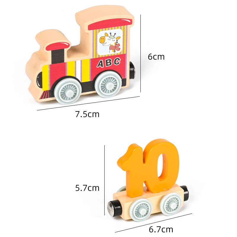 Magnetic Digital Train Building Blocks 1-3 Years Old Assembled Car Enlightenment Development Children's Early Education Educational Wooden Toys