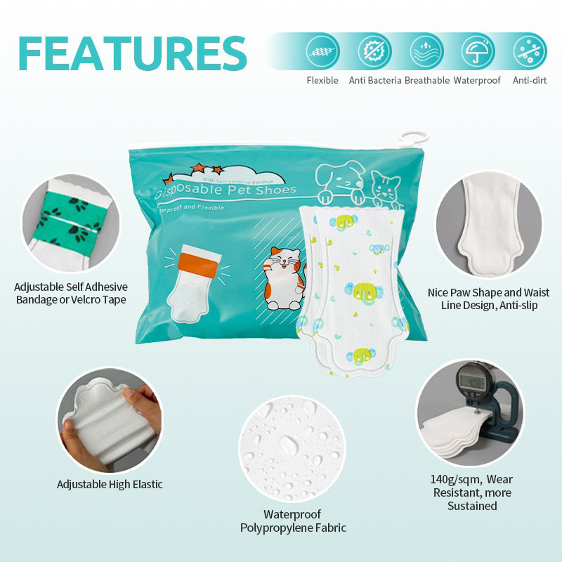 Manufacturers Pet Shoes Disposable Foot Cover Dog Shoes Decoration Waterproof Wound Protective Cover Anti-Dirty Dog Walking Artifact