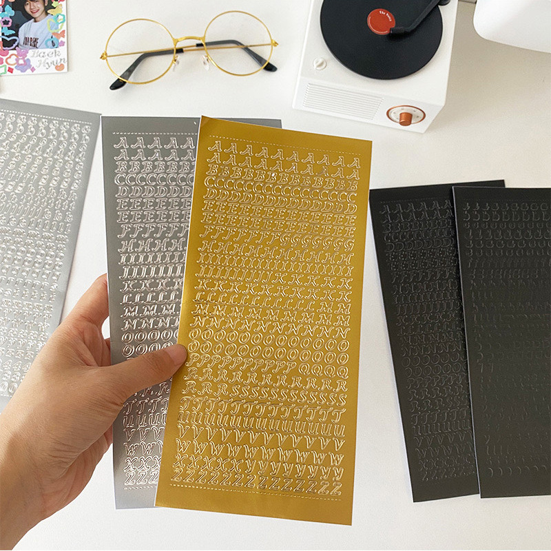 Gilding English letter Journal stickers ins style waterproof diy Journal material decorative goo card self-adhesive stickers