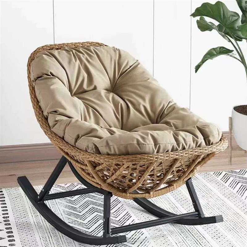 Courtyard Balcony Rocking Chair Outdoor Leisure Single Person Lounge Chair Rattan Bed Outdoor Courtyard Lazy Chair Adult Nap Rattan