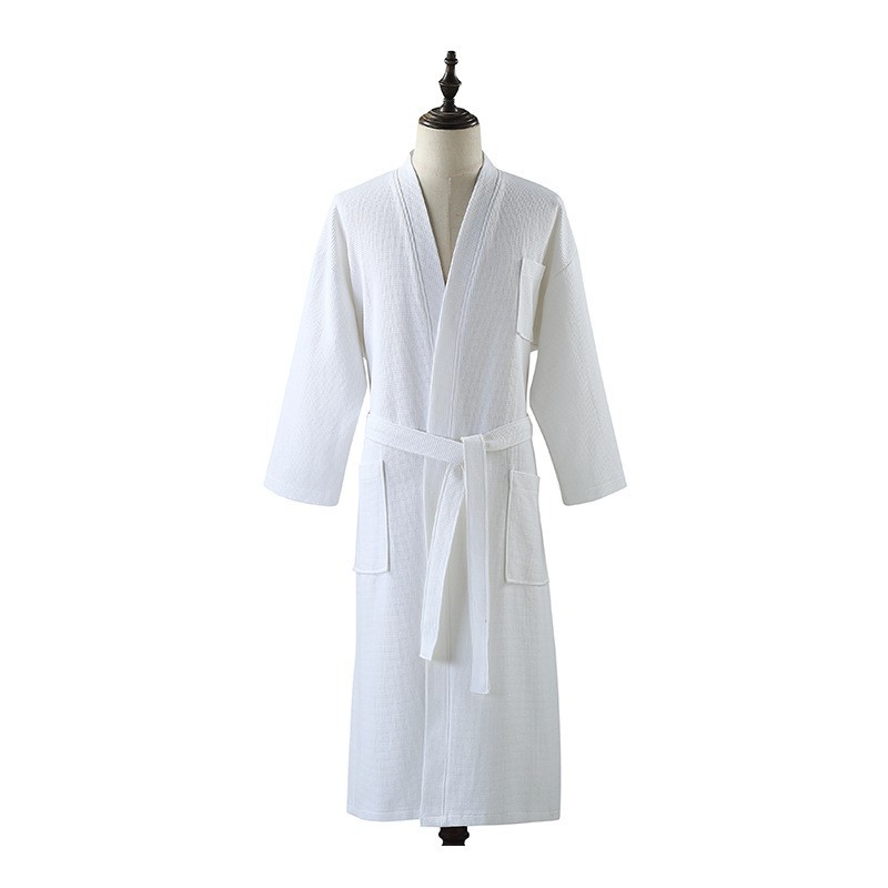 Pure Cotton Waffle Bathrobe Wholesale Customized with Logo Five-Star Hotel, B&B, Beauty Salon, Universal for All Seasons