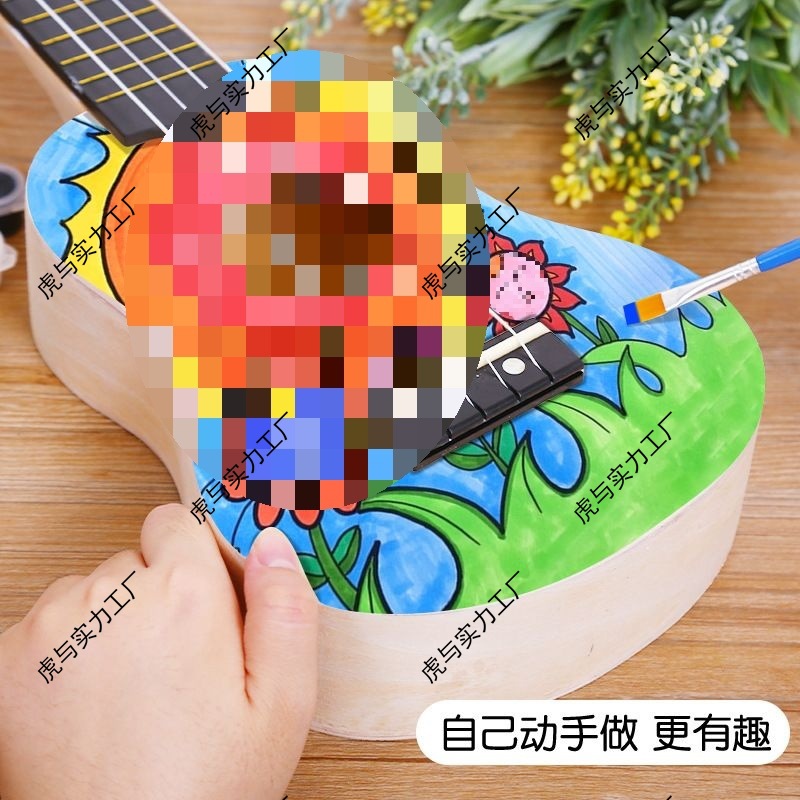 Handmade Ukulele DIY Material Package Assembly Beginner Wooden Small Guitar Painted Hand-Painted Homemade