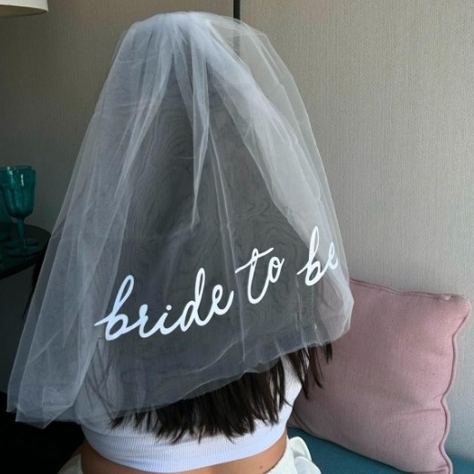 European and American bachelor party bridal veil bride to be party bronzing word comb veil rose gold veil
