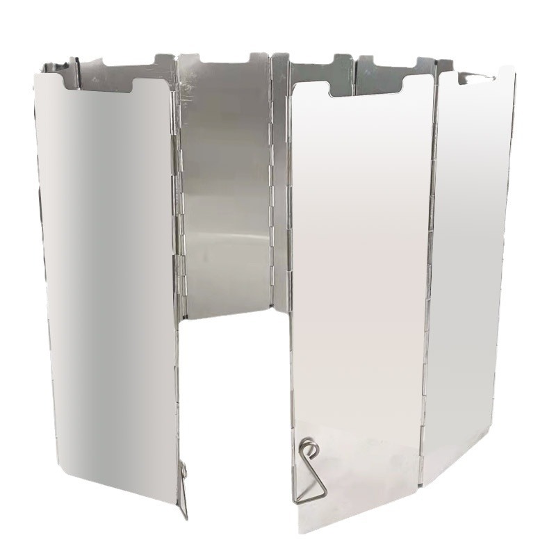 Outdoor Camping Stove Windshield Stove Ultra-Light Foldableable Windproof Plate with Latch and Cloth Bag Cassette Stove