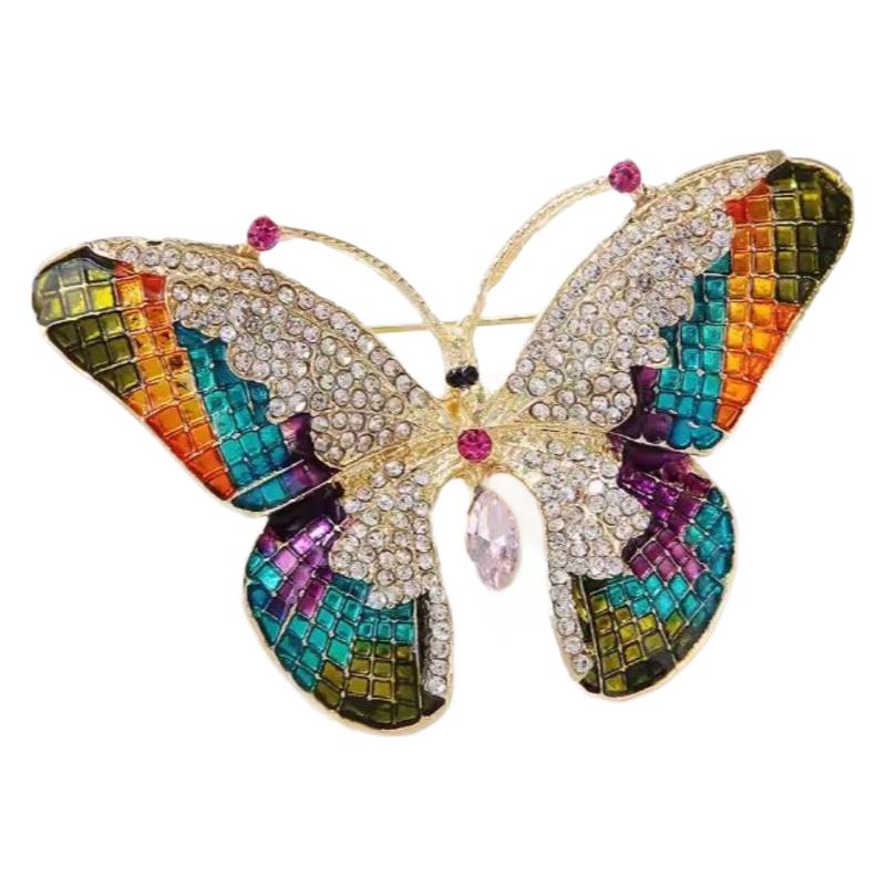 Fashion colorful exquisite diamond butterfly brooch light luxury temperament glazed diamond corsage cross-border explosion wholesale suit