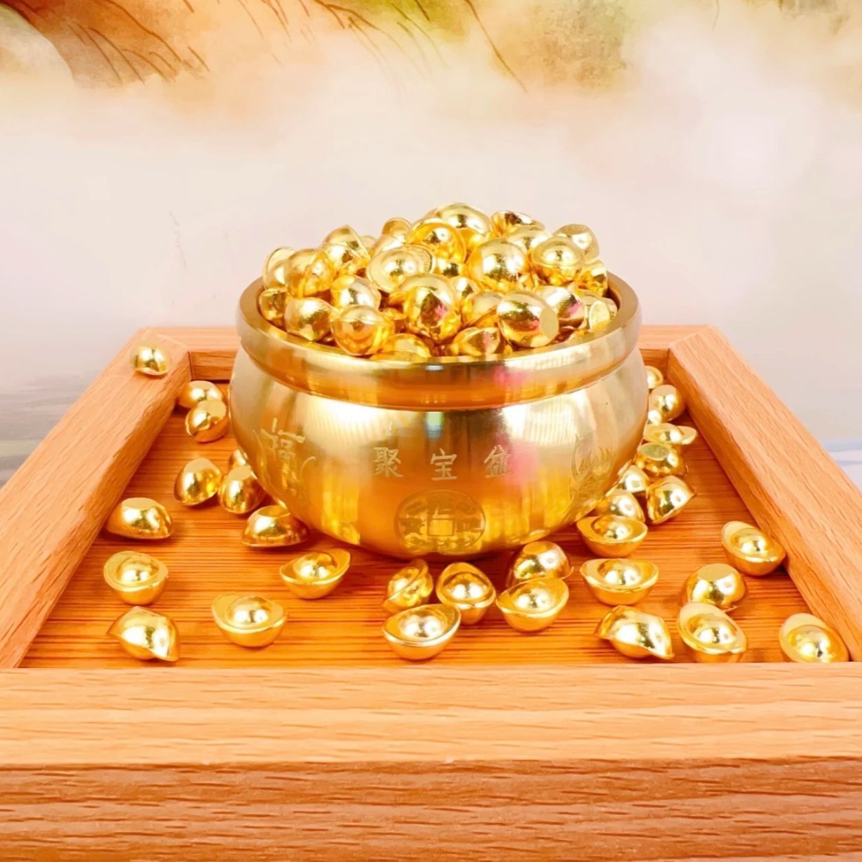 Gold Ingot Ornaments for Attracting Wealth, Gold Ingot Treasure Bowl, Gold Bar Money Bag, Attracting Wealth, a Bucket of Gold, Home Decoration Wholesale