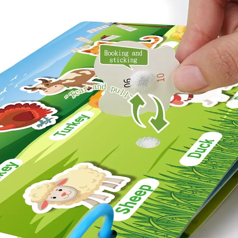 Cross-border English Tear Book Quiet Paste Book Hand Tear Book Repeated Literacy Educational Baby Sticker Book