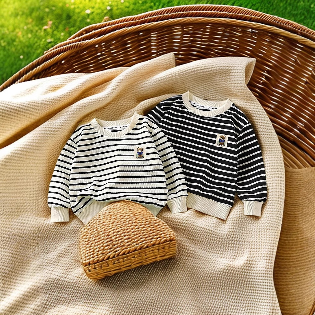 Spring New Kidsren's Sweatshirts, Versatile Stripesd Jackets for Boys and Girls, Baby Korean Style Kidsren's Clothing, Kidsren's Sweatshirts