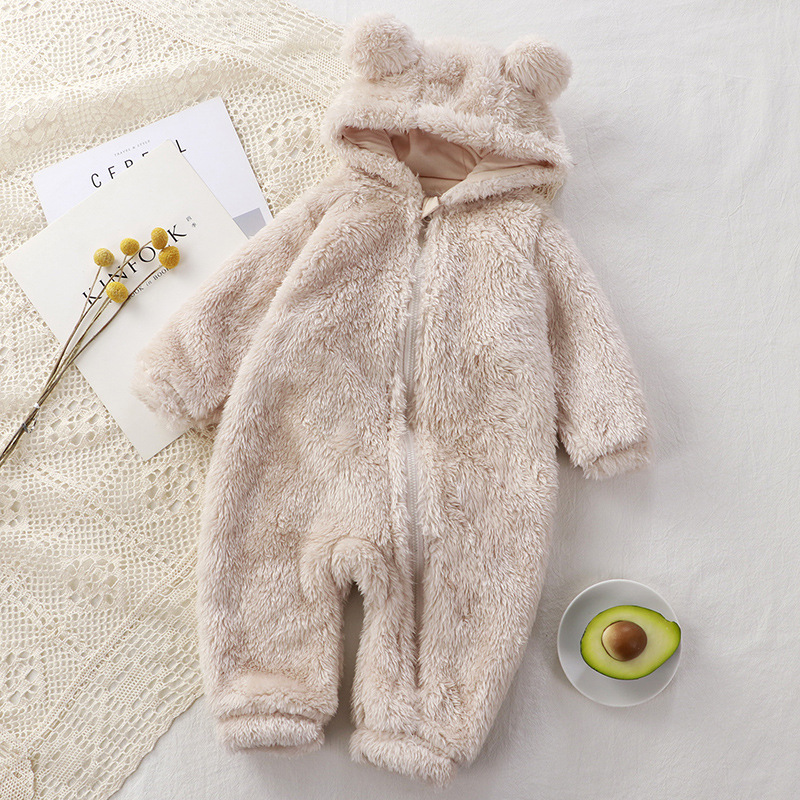 Baby Jumpsuit, Winter Outer Coverall, Kidsren's Pajamas, Bear Harem, Newborn Warm Crawling Suit, Baby Plush