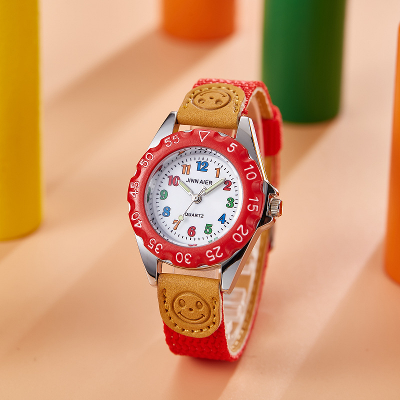 Factory wholesale cartoon children's watch word quartz waterproof nylon canvas strap student children's watch