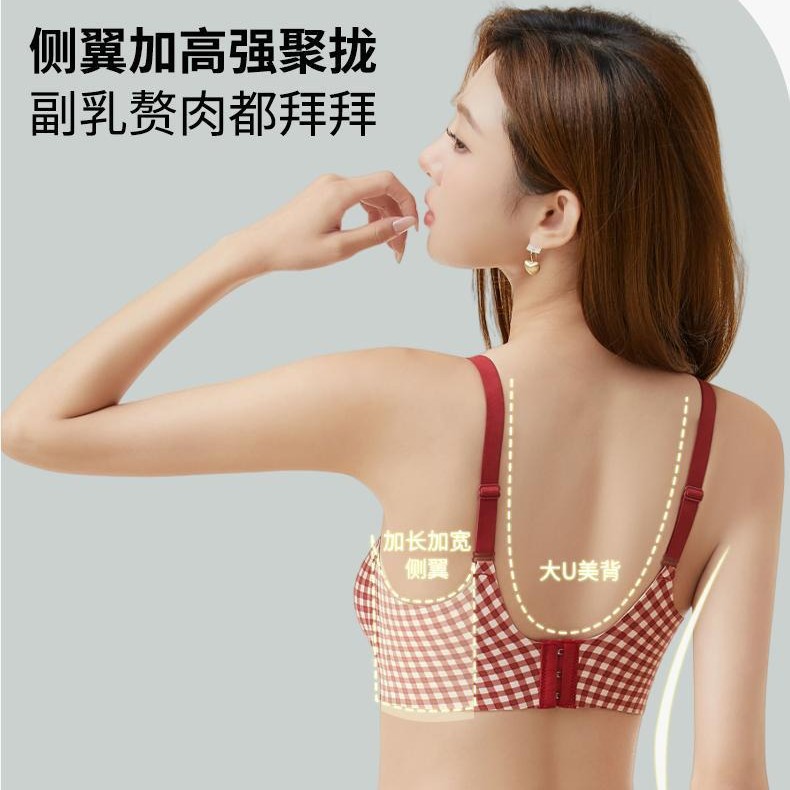 Nebi Plaid Intimates, Small Breasts Are Pushed up to Look Bigger, Thick Intimates Without Empty Cups, 2025 Pull-Up Sexy Bra for the Year of Birth