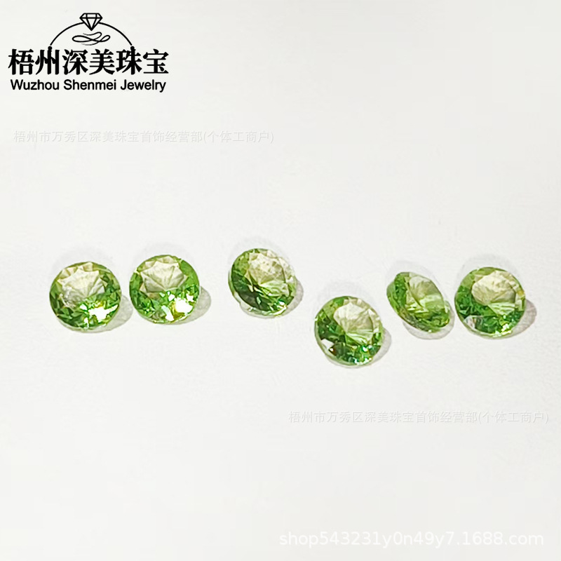 Round Apple Green Nano Loose Stone Artificial Spinel Foreign Trade Jewelry Factory Accessories Material