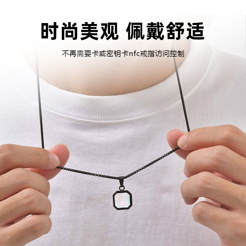 Nfc Smart Necklace Customized Gemstone Pendant Women's Fashion 18K Gold European Birthday Gift Jewelry with Nfc Chip