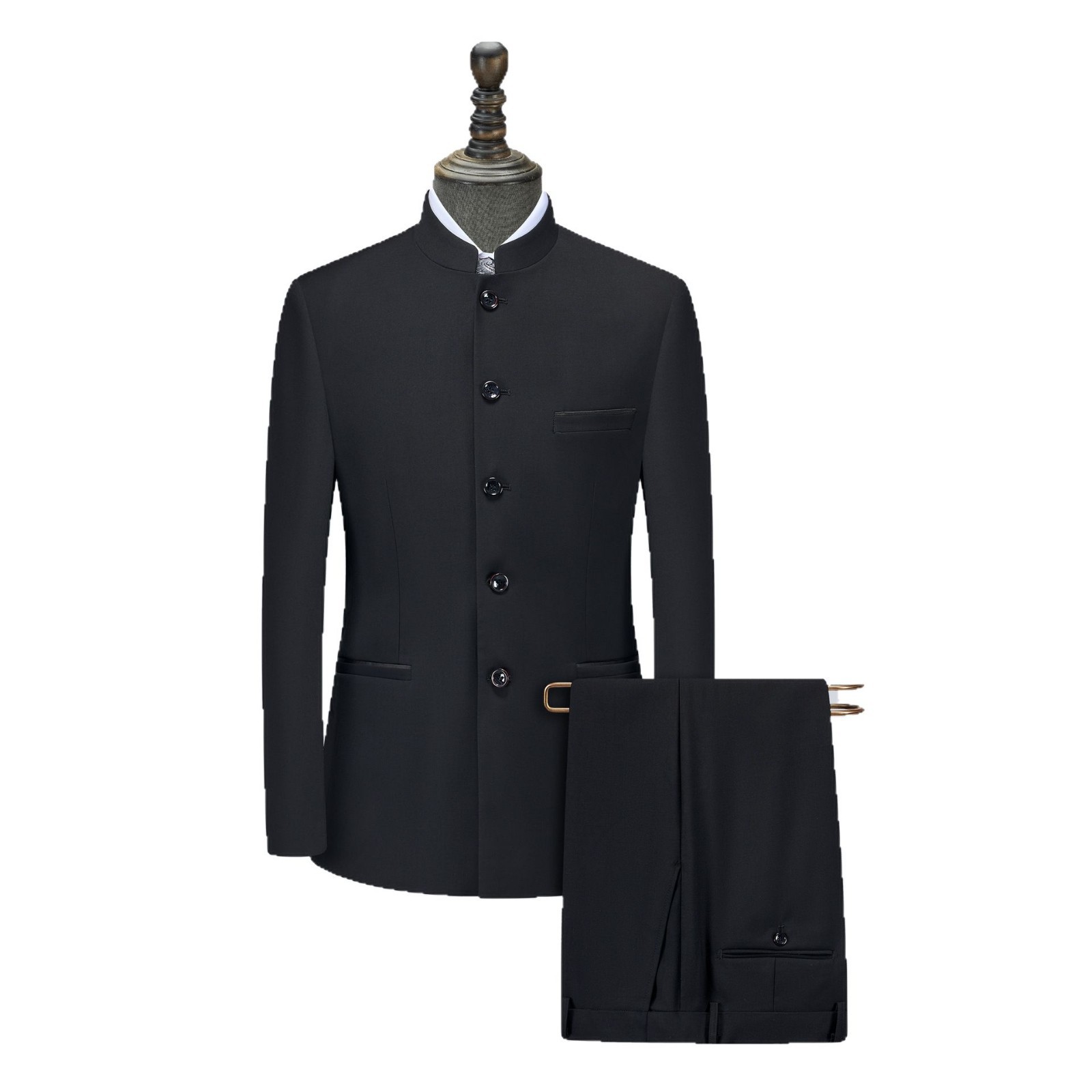 Men's Chinese-Style Suit with Stand Collar, Chinese-Style Wedding Attire, Performance Outfit, Chinese-Style Trendy