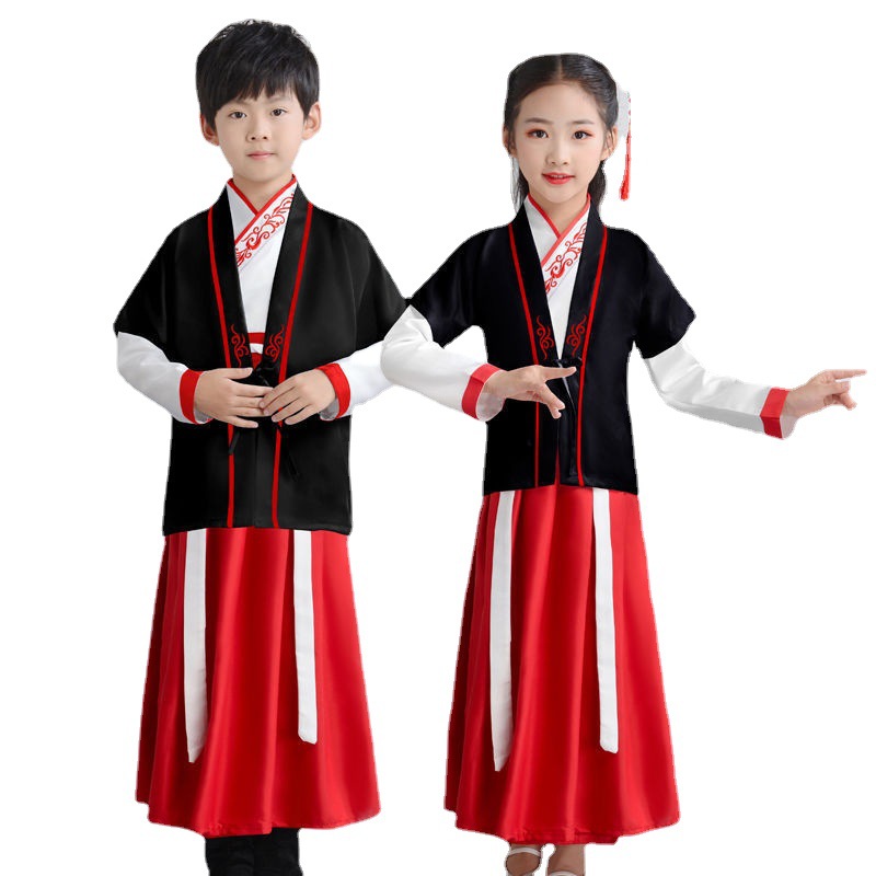 Factory direct book children's Hanfu boys Guoxue clothing girls new primary school students Hanfu three-character scriptures performance clothing