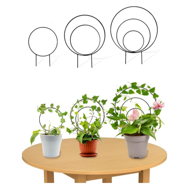 Кросс-бордерный металлический каркас для горшков с тремя кольцами, креативная опора для вьющихся растений, оптовая продажа