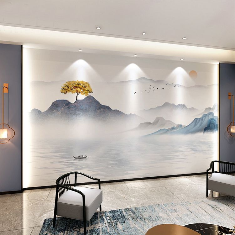 3D Chinese Ink Landscape Painting Wallpaper Living Room Tv Background Wall Cloth Bedroom Wallpaper Film and Television Wall Cloth Mural