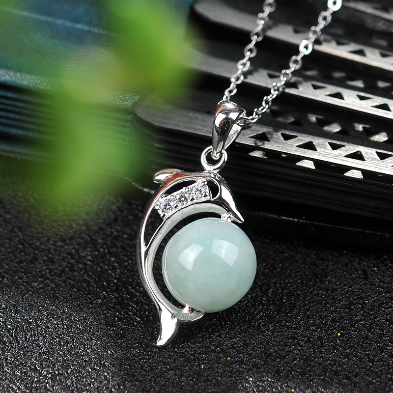 Factory Wholesale s925 Silver Jade Dolphin Beads Myanmar A Jade Silver Pendant/Pendant/Pendant