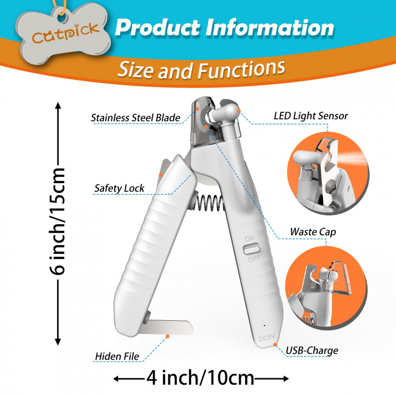 2026 New Cross-Border Dropshipping with Led Light, Quick Sensing and Hidden Cross-Border Dog Nail Clippers