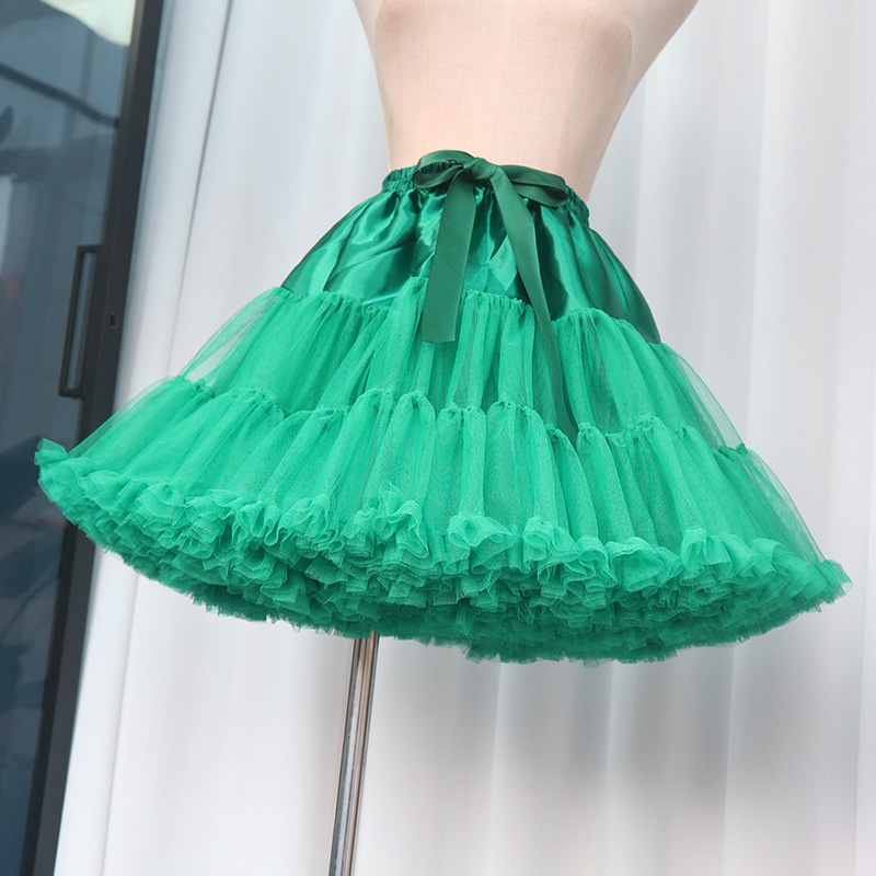 Pettiskirt Cloud soft mesh half-length lolita boneless Black Watch performance Daily skirt support foreign trade cross-border exclusive