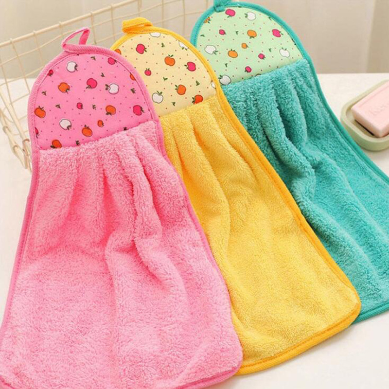 Kitchen Hanging Hand Towel, Super Absorbent Coral Fleece, Bathroom Oversized Thickened Hand Towel, Cleaning Cloth, Dishwashing Cloth