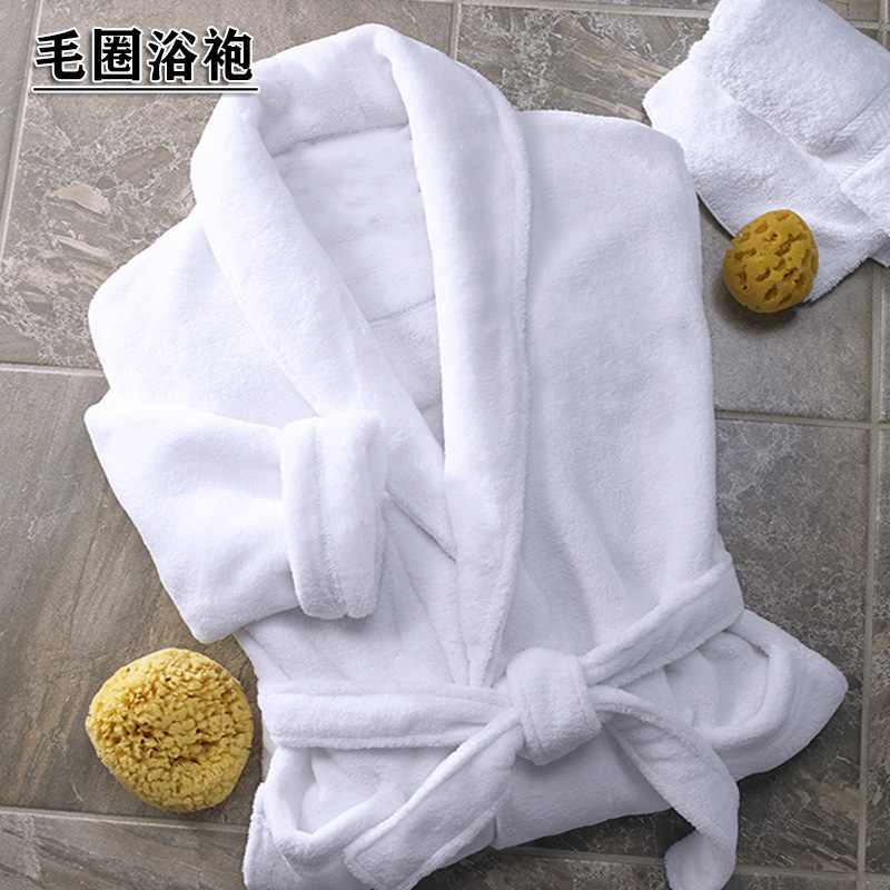 Five-Star Hotel Bathrobe Pure Cotton Cut Velvet Waffle White Bathrobe Nightgown B&B Hotel Hotel Bathrobe
