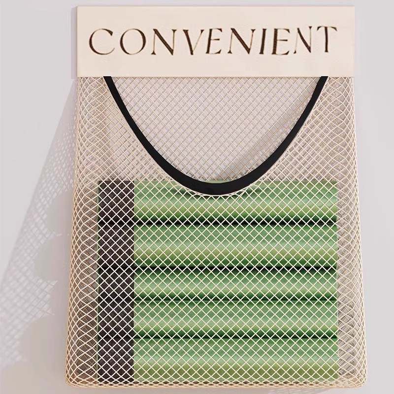 Kitchen Garbage Bag Storage Artifact Wall-Mounted Large-Capacity Storage Bag Plastic Bag Storage Velcro Mesh Bag