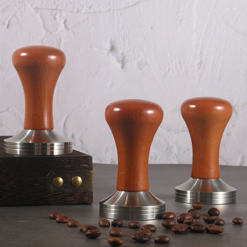 Factory hot sale 304 stainless steel bottom coffee powder Press 51/58 Red Guibao solid flat bottom thread bottom powder Press hammer