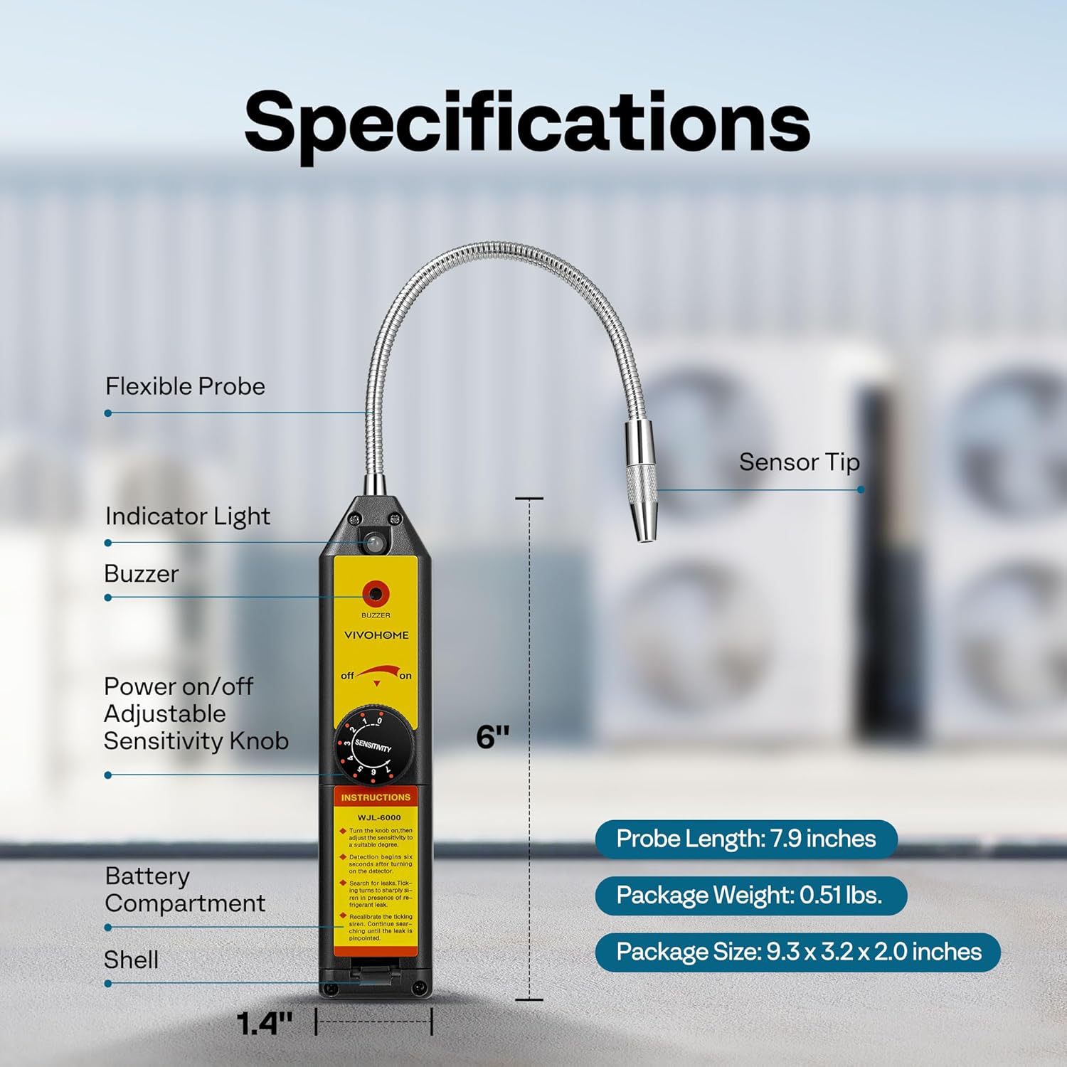 Foreign Trade Hot-Selling Digital Halogen Refrigerant Wjl-6000 Car Gas Leak Detector Air Conditioning Refrigerant Halogen Detection