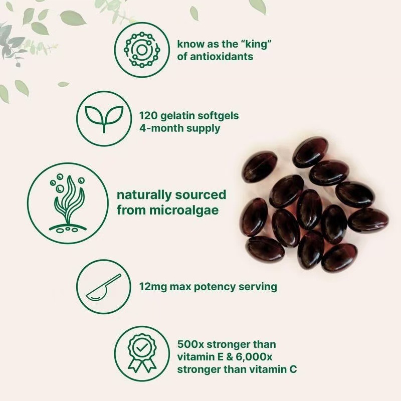 Amazon Cross-Border Hot Sale Spot Astaxanthin Softgels Astaxanthin Soft Capsules 120 Capsules