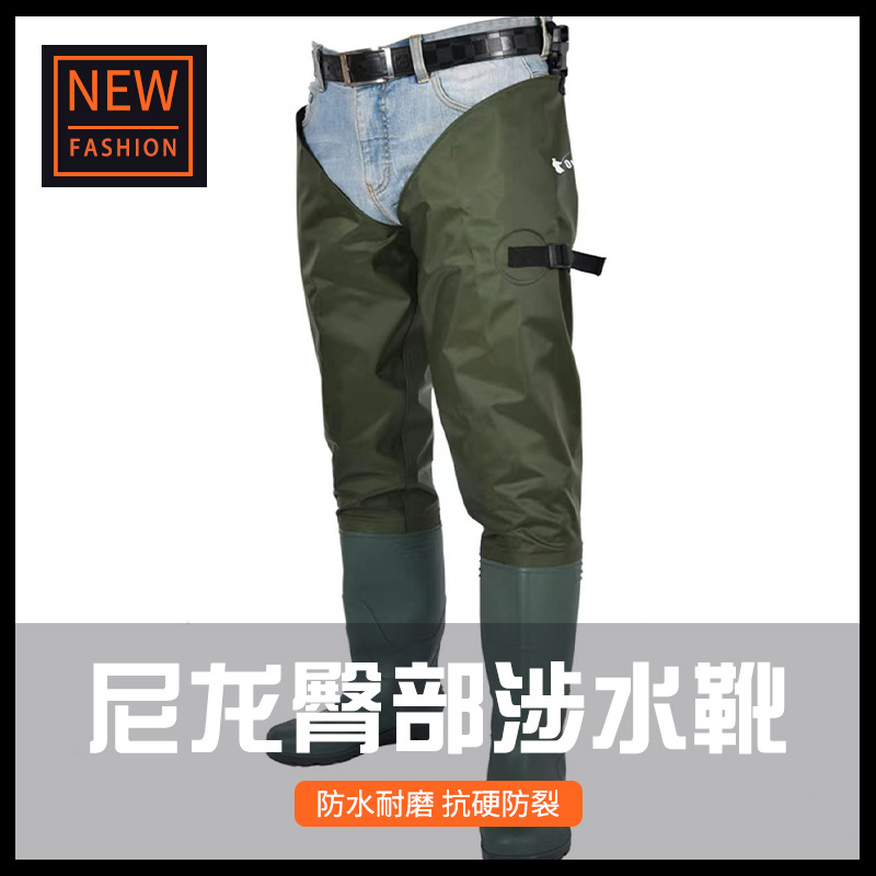 2024 Импортные нейлоновые рыболовные брюки, экспортируемые в Европу, водонепроницаемые, утолщенные, износостойкие, с сапогами для рыбалки
