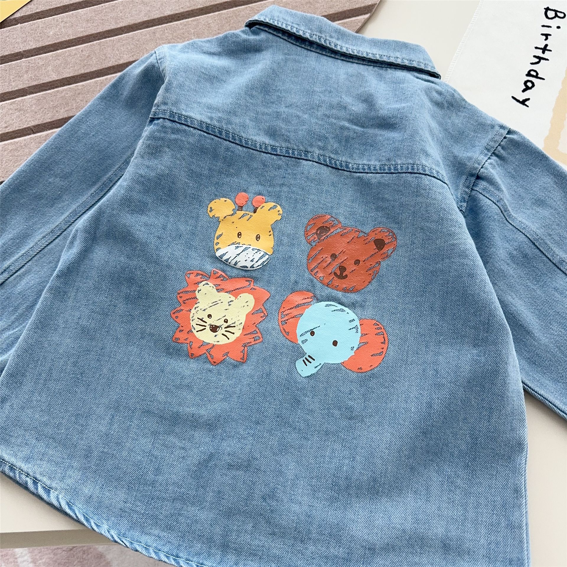 Boys and Girls Denim Shirts 2025 Autum New Baby Autum Long-Sleeved Jackets Kidsren's Autum Shirts Trendy 8079