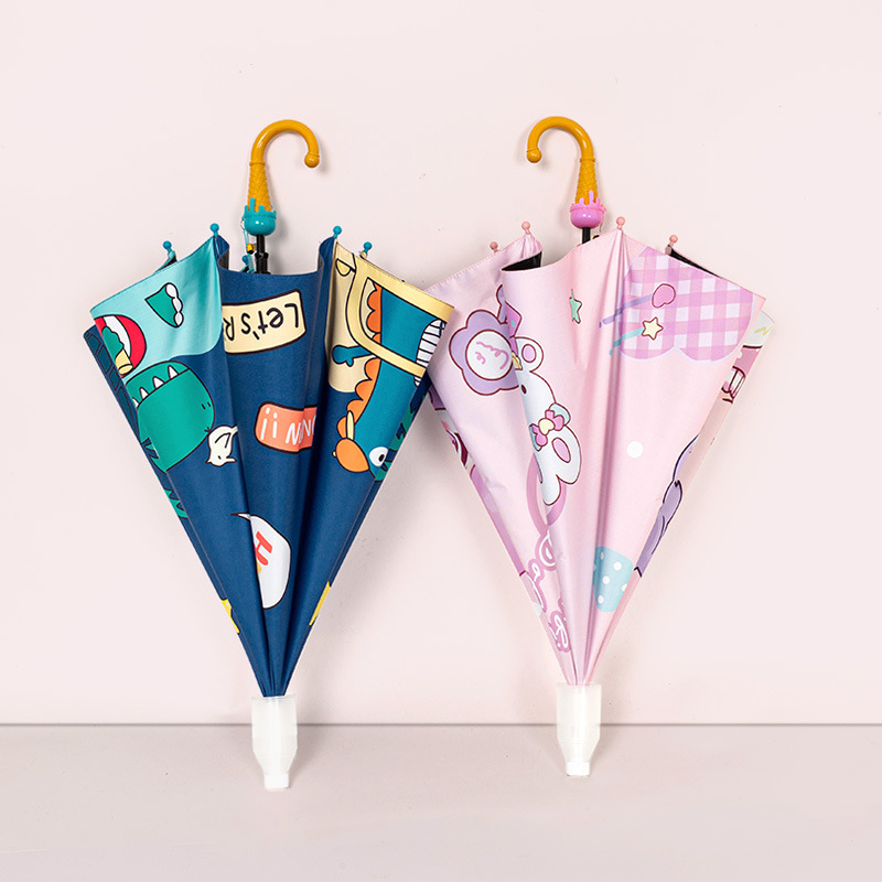 Безопасный детский зонт для девочек и мальчиков, для учеников начальной школы, с прямой и изогнутой ручкой, зонт для солнечной погоды, двойного назначения для малышей