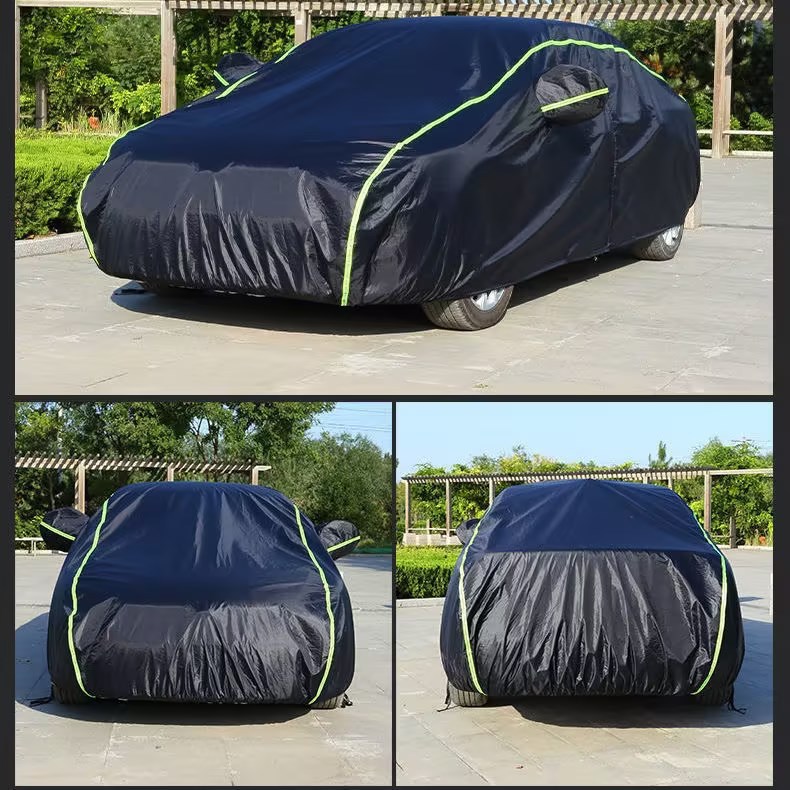 Car clothing fully covered with Oxford cloth reflective strip rainproof heat insulation car clothing black aluminum film dustproof car cover sunscreen cover