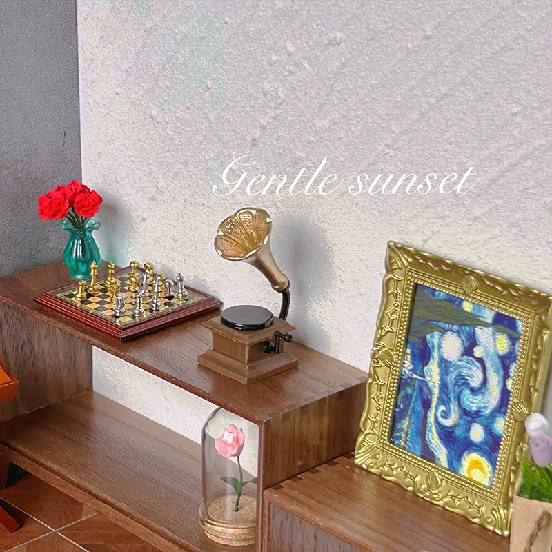 Honghao Direct Supply ob11 Miniature Model with Scene Doll House Accessories Retro Mini Phonograph Ornaments B126