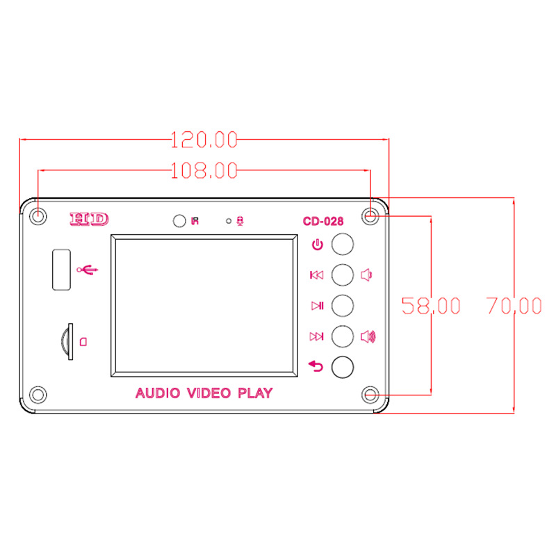 HD car 2.8-inch TFT screen audio module lossless full-format MP5 Bluetooth decoder calendar clock