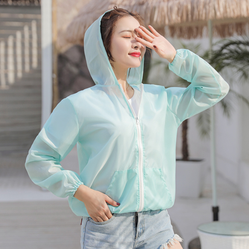 2025 New Summer Sun Protection Clothing for Women Pure Color Ultra-Thin Breathable Quick-Drying Sun Protection Clothing Outdoor Ice Silk Popular Style Jacket