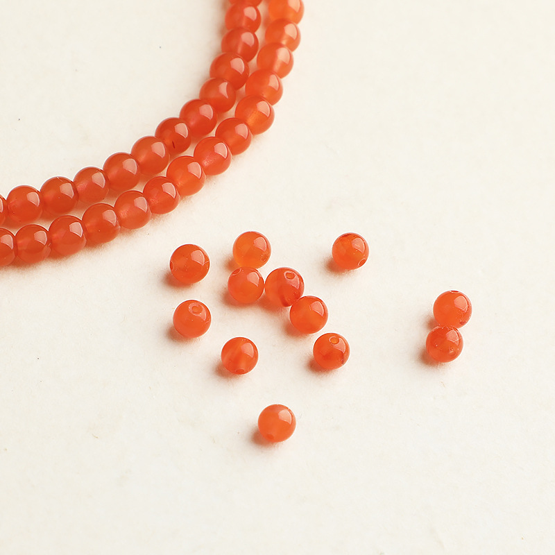 Natural South Red Bead South Red Agate Round Bead Handmade DIY Beaded Rope Bracelet Necklace Bead Accessories Beads