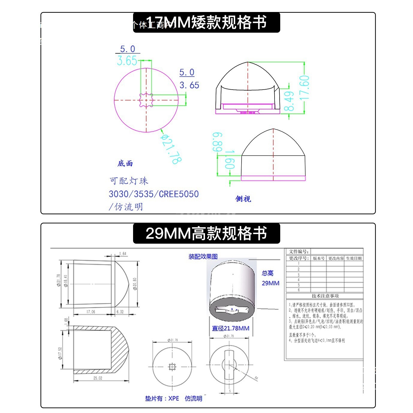 3-Degree Condenser Lens 3535Xpexpgxmlxplxhp50 Imitation Lumen Lens Super Condenser Lens