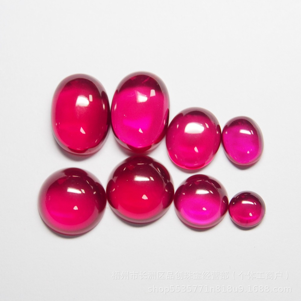 Wuzhou Gemstone Round Shape Green Nano.5 # Red Corundum.113 # Spinel Flat Bottom Plain Loose Stones Ready for Sale