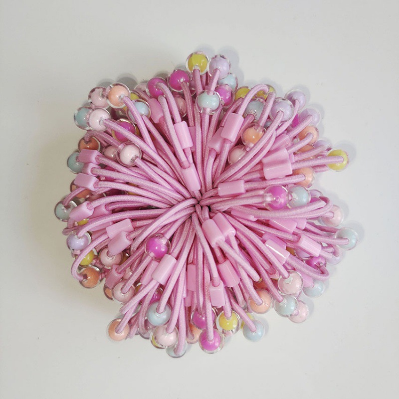 Korean Style Internet Celebrant Colorful Beaded Hair Rope Hair Tie Basic Headwear Macaron Handmade DIY Children's Rubber Tendon Hair Ring