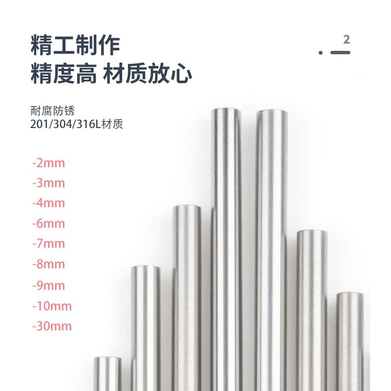 Wholesale In-Stock Stainless Steel 304 Grinding Rods, Easy-To-Turn Bright Rods, Precision-Drawn Round Steel, Glossy Black Rods, Straight Round Steel