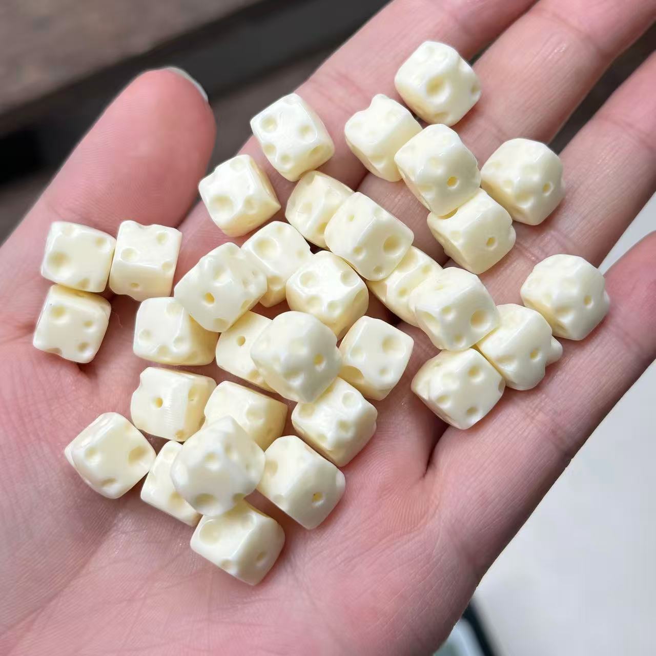Ivory Fruit Cheese Sugar Cube Carving with Bead Powder Pressed DIY Bodhi Fruit Bracelet Super Cute Accessories Handheld Accessories