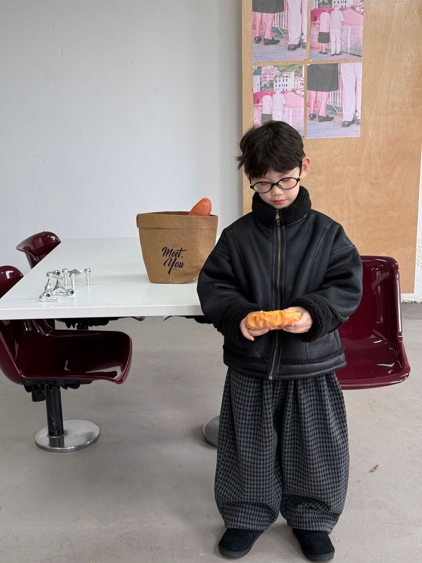 Tai Ru 2025 Winter New Korean Version Children's Fleece-Lined Thickened Fur Integrated Warm Jacket Boys' Top Retro