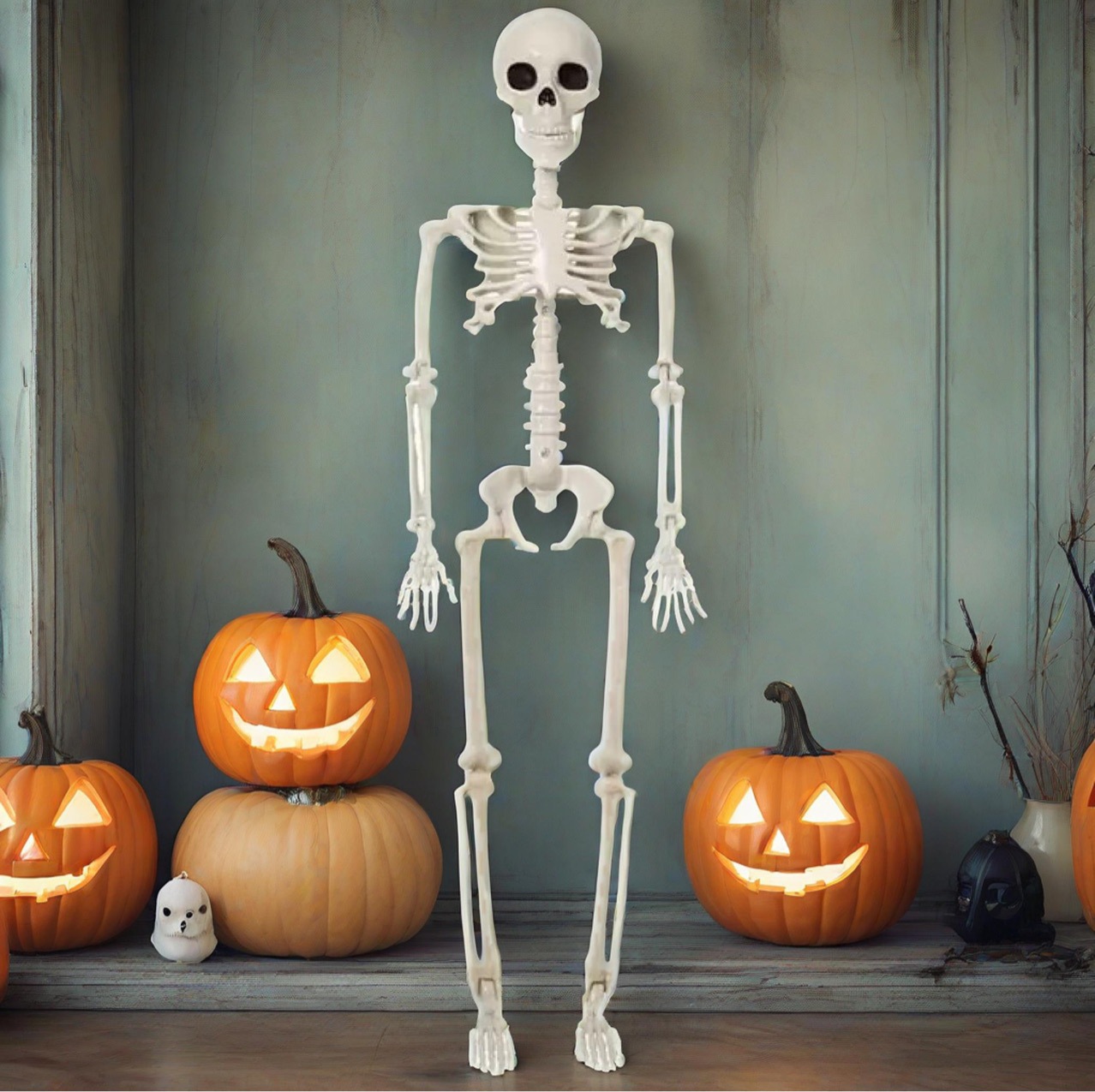 Halloween Skeleton Haunted House Decoration Skeleton Movable Skeleton 40cm Haunted House Holiday Scene Layout Props
